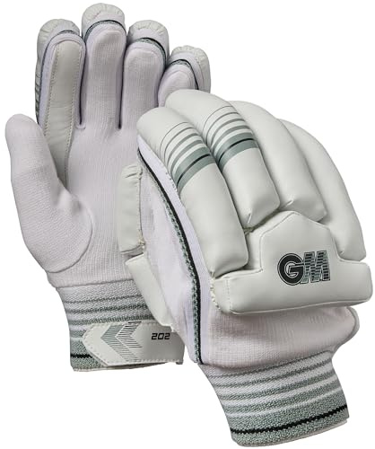 Gunn & Moore GM | 202 Cricket Batting Gloves | Cotton Palm | Single-Sided Sweatband | Sleek Back of Hand Shape | Small Junior Right Handed | 1 Pair | Approx 330 g per Pair