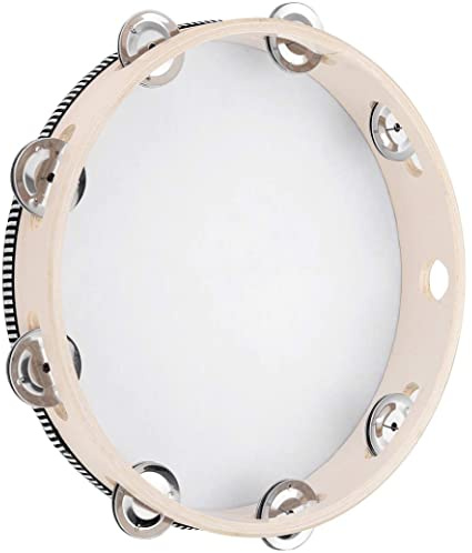 Trrymbbe Tambourin à Main Instrument de Percussion en métal Tambour de Cloche Tambourin à Une rangée 10 Pouces Main