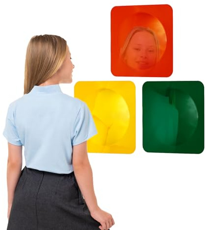 3-teiliger Sensorischer Wandspiegel, 25,4×25,4 cm,Bruchsichere Acrylspiegel in Voller Länge,Dekoratives Sensorisches Spielzeug für die Innenraumgestaltung,Sensorischer Spiegelsatz für Klassenzimmer