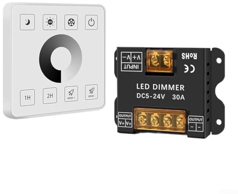 SPORTARC Regulador de tira LED 5V-24V Regulador táctil continuo con regulador de control remoto LED, 1 juego de regulador táctil para tiras LED (12-24V),