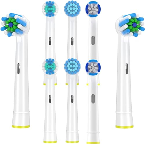 ITECHNIK 8er Weiß Aufsteckbürsten Kompatibel mit Oral b Elektrische Zahnbürste, 2 Sensitive/2 Precision/2 Precision PRO/2 Cross