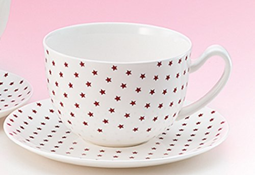 B-D Tazza Jumbo con piattino Stars Stelle 500 ML fine Porcellana Bianco Vino Rosso