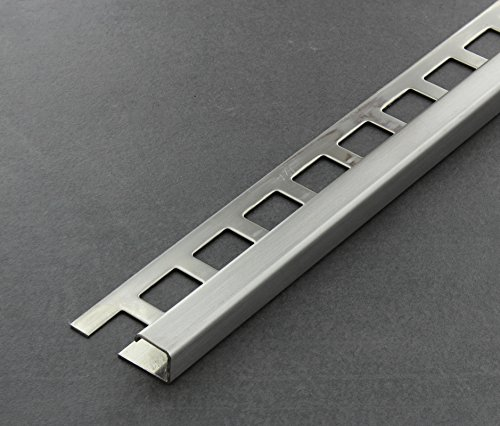 Fliesenschiene, Fliesenprofil, Quadratprofil, Edelstahl (V2A) gebürstet, Länge 2,50 m 11 mm Höhe 5 Stück Setpreis