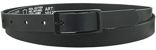 Ledergürtel echt Leder, 2 cm breit, Damen Gürtel, Hüftgürtel, Jeansgürtel, Damengürtel, Casual, schmal, Schnalle, Jeans, Vascavi, Made in Germany (90 cm Gesamtlänge 105 cm, Schwarz)