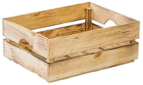 Caisse à légumes empilable en bois durable certifié FSC (40 x 30 x 15 cm, flammé)