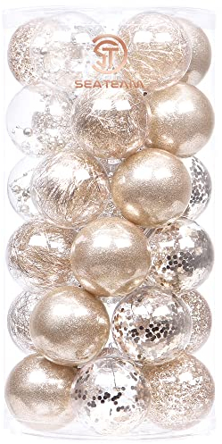 Sea Team 60mm/2.36 Feine dekorative Kleinigkeit mit Gemälde & funkelndem Weihnachtsbaumschmuck als Thema, Christbaumkugel-Set—30 Stück