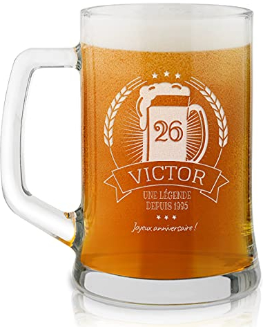 Maverton Chope à Bière Gravée - Contenance : 50 cl – Verre à Bière Personnalisé avec Anse - Cadeaux pour les Amateurs de Bières - Cadeau Anniversaire Homme - Idee Cadeau Homme - légende