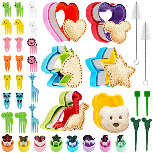 40 Pezzi Tagliabiscotti per Bambini, Taglierine per Sandwich in Acciaio Inox, Tagliabiscotti Set, Formine Verdure e Frutta, Topolino, Dinosauri, Unicorni, Stelle e Orsetti