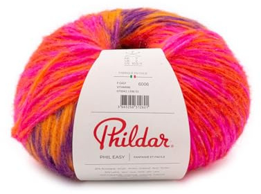 Phildar - Phil Easy ullnystan på 150 g - stickull - 32 % akryl, 16 % ALPAGA, 32 % ull, 20 % polyamid - nål nr 7 - färg vitamin