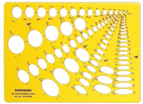 Traceease Modèle Principal D'Ellipse À Combinaison Géométrique, Règle En Plastique Pour Projections À 15 Degrés, 30 Degrés, 45 Degrés Et 60 Degrés Pour Étudiants, 29,2 Cm X 21,5 Cm
