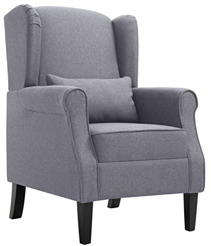 Homgoday Sillón de televisión, sillón de relax, sillón de televisión, sillón de televisión, sillón de descanso, sofá individual, sillón de lectura, sillón individual para salón, dormitorio, gris