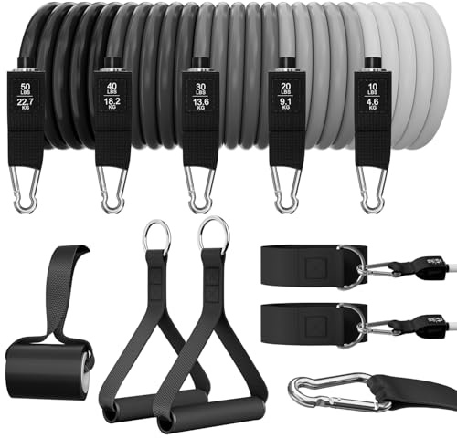 WHATAFIT Resistance Bands, Exercise Bands，Resistance Bands for Working Out, Work Out Bands with Handles for Men and Women Fitness, Strength Training Home Gym Equipment
