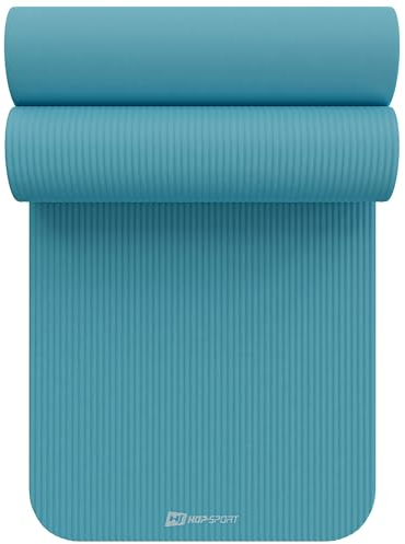 Hop-Sport Gymnastikmatte 190 x 60 cm x 2 cm, Sportmatte - gelenkschonend & rutschfest, Fitnessmatte aus NBR-Schaumstoff - extra-dick + Tragegurt- BLUE MIST