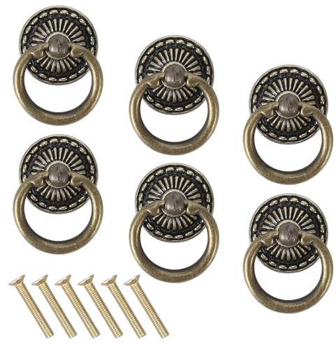 6 Pièces Poignée Meuble Vintage Boutons de Tiroir Vintage Porte de Placard Boutons, Commode Ancien Poignet Antique Rétro Tiroir Alliage de Zinc Bronze Poignee de Meuble Vintage pour Cuisine Armoire