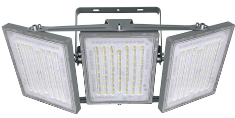 STASUN 600W Proiettore LED, impermeabile IP66, 60000LM, illuminazione esterna a LED, equivalente a una lampadina alogena da 3600W, 6000K bianco luce diurna, proiettore regolabile per fienili, Grigio