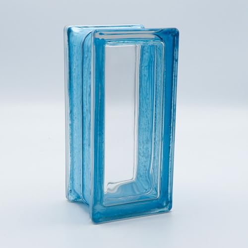 Lot de 10 briques design en verre réfléchissant - Indigo (semi-pierres), 19 x 9 x 8 cm