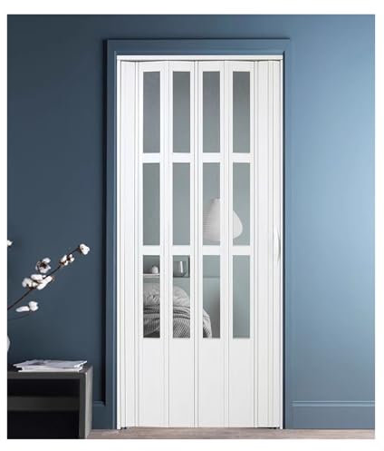 falttüren schiebetür 3-Lite-Falttüren mit klaren Glasplatten, Falttür als Sichtschutz für Schlafzimmer, Küche, Waschküche, mehrfach gefaltete Schiebetür im Scheunenstil, individuelle Größen(32x80in(81