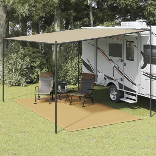 JUDYY Zeltteppich Sandfarbe 250x400 cm HDPE, Vorzeltteppich, Camping Plane, Teppich Für Camping Vorzelt, Bodenplane Zeltunterlage, Camping Teppich Outdoor - 4002295