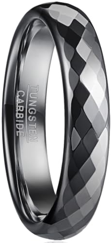 083BASE Anelli da Donna/Uomo Argento 2mm Larghezza Forma Cupola e Design Comfort Fit Stein Unisex Anelli in Tungsteno per, 52（16.6）