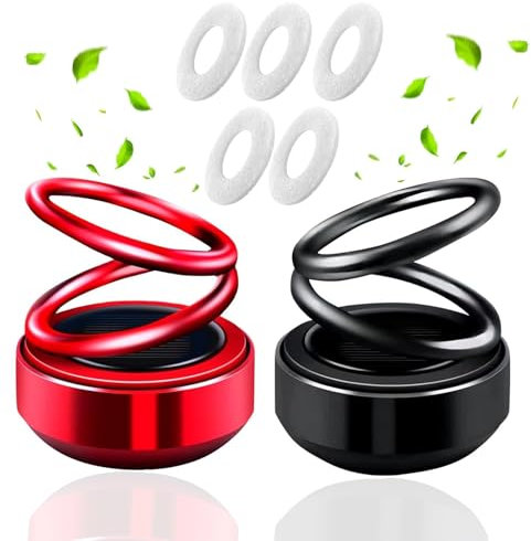 Tragbare kinetische Molekulare Mini Solar Gewächshausheizung, Auto Rotierende Doppelringheizung für Auto Fahrzeuge (Schwarz, Rot)