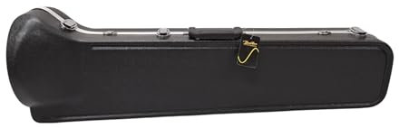 Posaune Koffer Hartschalenkoffer Tenorposaune Schwarz – Robust ABS Kunststoff, EPS Innenpolster mit Plüsch, Stoßfeste Alu-Kanten, Verchromte Hardware, Schultergurt, Verstärkte Griffe