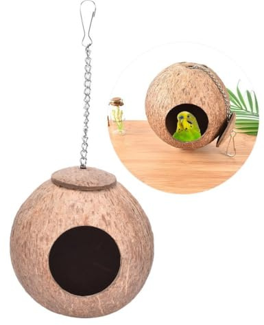 Natural Coconut Bird Nest for Parrot Parakeet Cockatiel Canary Finch Pigeon Cage Hamster Rat Gerbils Mice Food Feed Toys