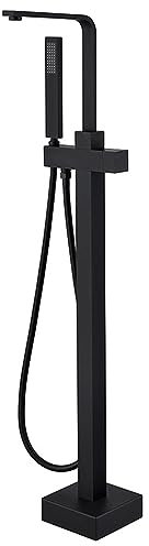 SdaryWare Robinets de Baignoire autoportants, mitigeur Chaud et Froid, mitigeur de Baignoire autoportante, robinets de Baignoire sur Pied en Laiton, Robinet de Baignoire sur Pied Noir