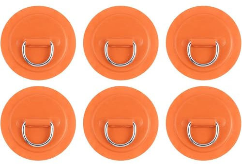 TopHomer 6 st orange PVC-lappkuddar, uppblåsbart båtrep fixeringsspänne, D-ringlappar för att säkra paddleboards, fiskeutrustning, kajaksladd