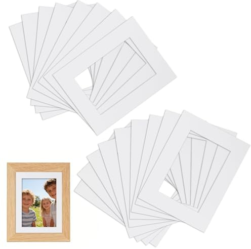 15Pcs Picture Mounts for Frames Cut to Size Photo Mounts 5x7 Inch Picture Frame with Mount Picture Frame Mounts for 4x6 Inch pictures White Cardboard Photo Frames for Photos Prints Paintings Artworks