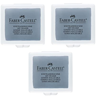 FABER-CASTELL Lot de 3 Gommes modélable mie de pain Art Eraser grise