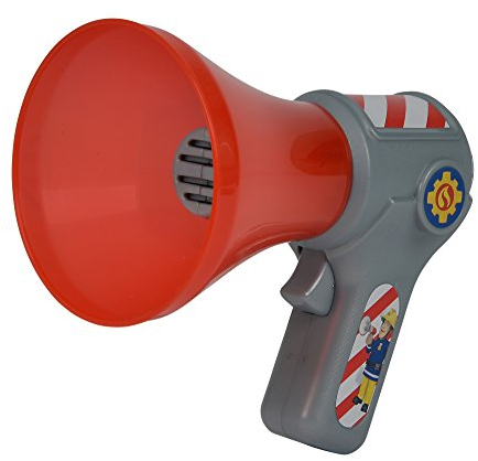 Simba 109258699 - Feuerwehrmann Sam Feuerwehr Megaphon, Mit Stimmenverzerrer-Funktion, 16cm, Rot