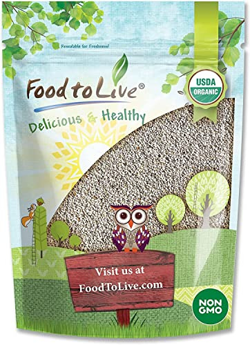 Food to Live Organic White Chia Seeds, 1 Pound – Whole, Raw, Kosher, Keto, Sirtfood, Vegan, Bulk. Rich in Omega 3, Omega 6, Dietary Fiber, Protein. Great for Chia Pudding, Yogurt, Cereals, Smoothies