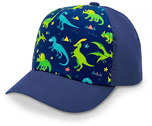 Jan & Jul Cappello da Sole con Visiera Regolabile per Ragazzi, Cappellino da Baseball per Bambini (Dinoland, Taglia: 2-12 Anni)