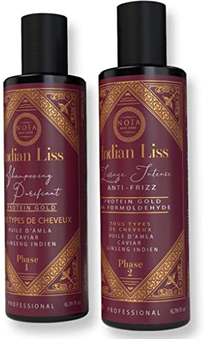 LISSAGE INTENSE NOIA HAIR - INDIAN LISS - AMLA,HUILES AMAZONIENNES & GINSENG INDIEN - PROTEIN GOLD - 2 X250ML POUR 2 UTILISATIONS