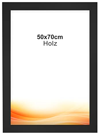 RAWWEST.BIS Bilderrahmen 50x70cm MDF Holz Rahmen Posterrahmen mit Acrylglas Holzrahmen aus Holzplatten für Bilder Poster Fotos Puzzle Plakatrahmen zum Aufhängen & Aufstellen Fotorahmen Schwarz