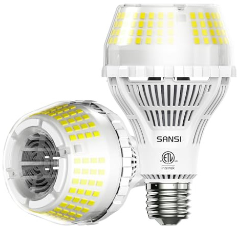 SANSI 250W Equivalent LED Light Bulb, 4000 Lumens Super Bright LED Light Bulb, E26 A21 5000K Daylight Led Light Bulbs Non-Dimmable, 22-Year Lifetime, 2 Pack 27W Energy Saving LED Bulb for Home Garage
