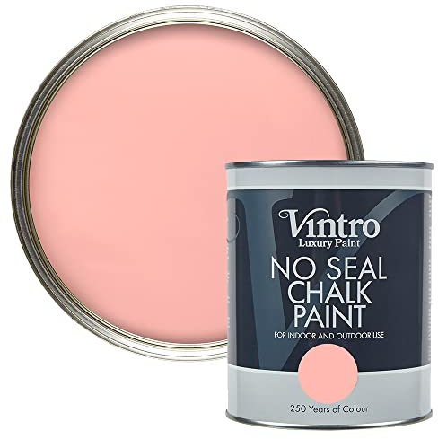 Vintro Paint | No Seal Chalk Paint | Salmon Pink | Interior & Exterior Use | Furniture | Walls | Wood | Metal | 1 Litre (Dancing Salmon - Pink)