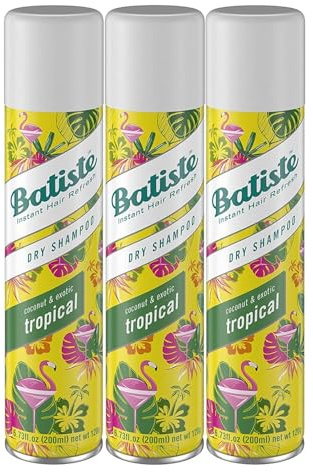 Batiste Dry Shampoo, Tropical Fragrance, Refresh Hair and Absorb Oil Between Washes, Waterless Shampoo for Added Hair Texture and Body, 6.73 OZ Dry Shampoo Bottle