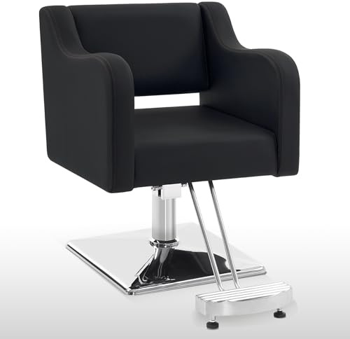 BarberPub Classic Salon Chair for Hair Stylist,Hydraulic Barber Styling Chair,Beauty Salon Spa Equipment 3802 (Black)