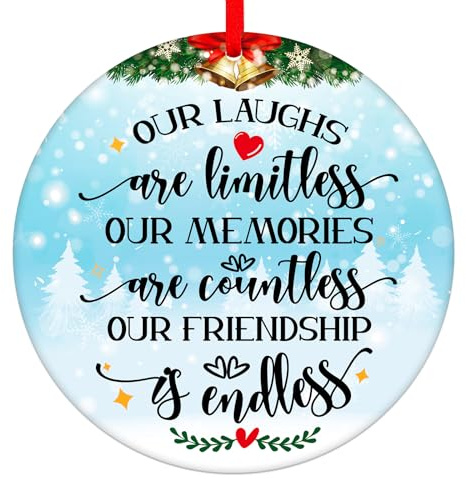 WaaHome Our Friendship is Endless Christmas Ornaments Friend Gifts for Women, Best Friend Ornaments for Christmas Tree Decorations Friendship Gifts for Friends Female Women