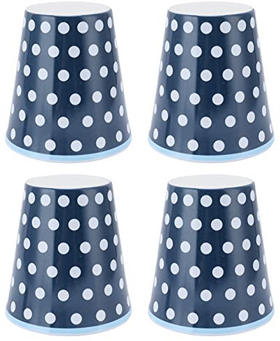 aqxreight Juego Lindo de Tazas de Melamina con Puntos Azules Oscuros para la Fiesta Escolar en Casa 4 Piezas