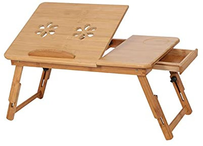 Vassoio della Base, Computer Distinguersi Letto Portatile di bambù Regolabile Tabella del Calcolatore con Cassetto per La Lettura di Lavoro Mangiare in Divano Letto,Marrone