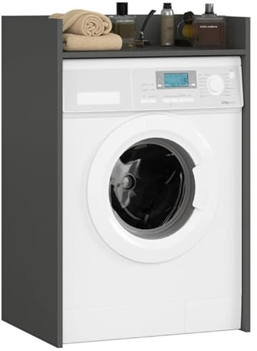 BDW Waschmaschinenschrank 97,5x64x50 cm, für Waschmaschine & Wäschetrockner, Badezimmerschrank Hoch, Badezimmer Möbel, Bad Schrank Badezimmerschrank (Graphit)