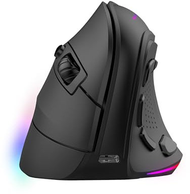 Mars Gaming MM-SK, Kabellose Vertikale Gaming-Maus, Ergonomisches, RGB Chroma-Beleuchtung, Pixart 8400DPI Optischer Sensor, Huano Mechanische Switches, 9 Programmierbare Tasten, Maus Tri-Mode, Schwarz