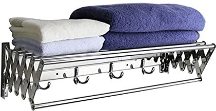 Porte-serviettes télescopique réglable en acier inoxydable de 60 cm pour salle de bain et cuisine, gain de place, barre de séchage pliable avec design élégant