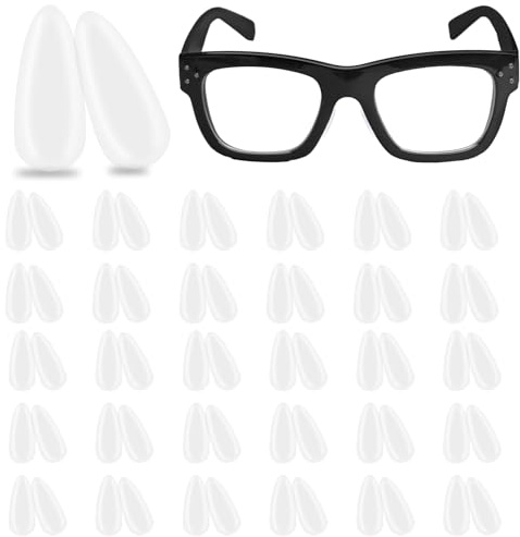 30 Pairs Ultra-Thin Anti-Slip Nose Pads, Soft Adhesive Glasses Anti Slip Silicone Nose Pads for Eyeglasses Sunglasses Reading Glasses(1.6mm)