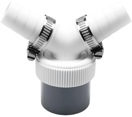 Adaptateur de vidange pour machine à laver double raccord avec collier de serrage, adaptateur Y pour machine à laver et sèche-linge pour tuyau avec embout d'entrée de 19-24mm et sortie de 40mm