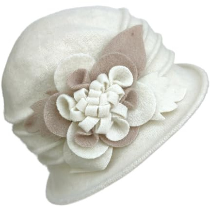 Generisk damer vinter varm yllemössa mössa klockhatt 1920-tals 50-tals solhatt lätt barn, Beige, one size