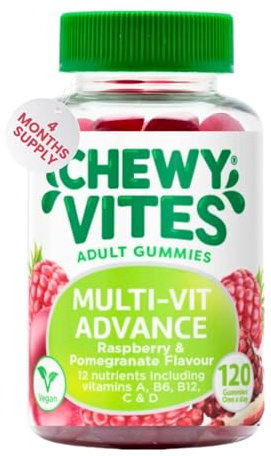 Chewy Vites Adult Multivitamin Gummies, 120 Count (4 Month Supply) | 12 Vitamins and Minerals: Vitamin C, D, B12, Folic Acid for Energy & Immune Support, Vegan Multivitamins for Women & Men