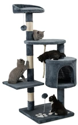 lionto Tiragraffi per Gatto Albero Tiragraffi Gatto Gioco Giocattolo Gatti Altezza 112 cm, Grigio